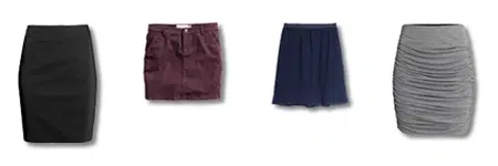 Exemples de jupes à porter pour sa silhouette en 8 ou huit