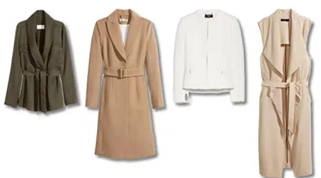 Exemples de manteaux et de vestes à porter pour sa silhouette en en X ou sablier