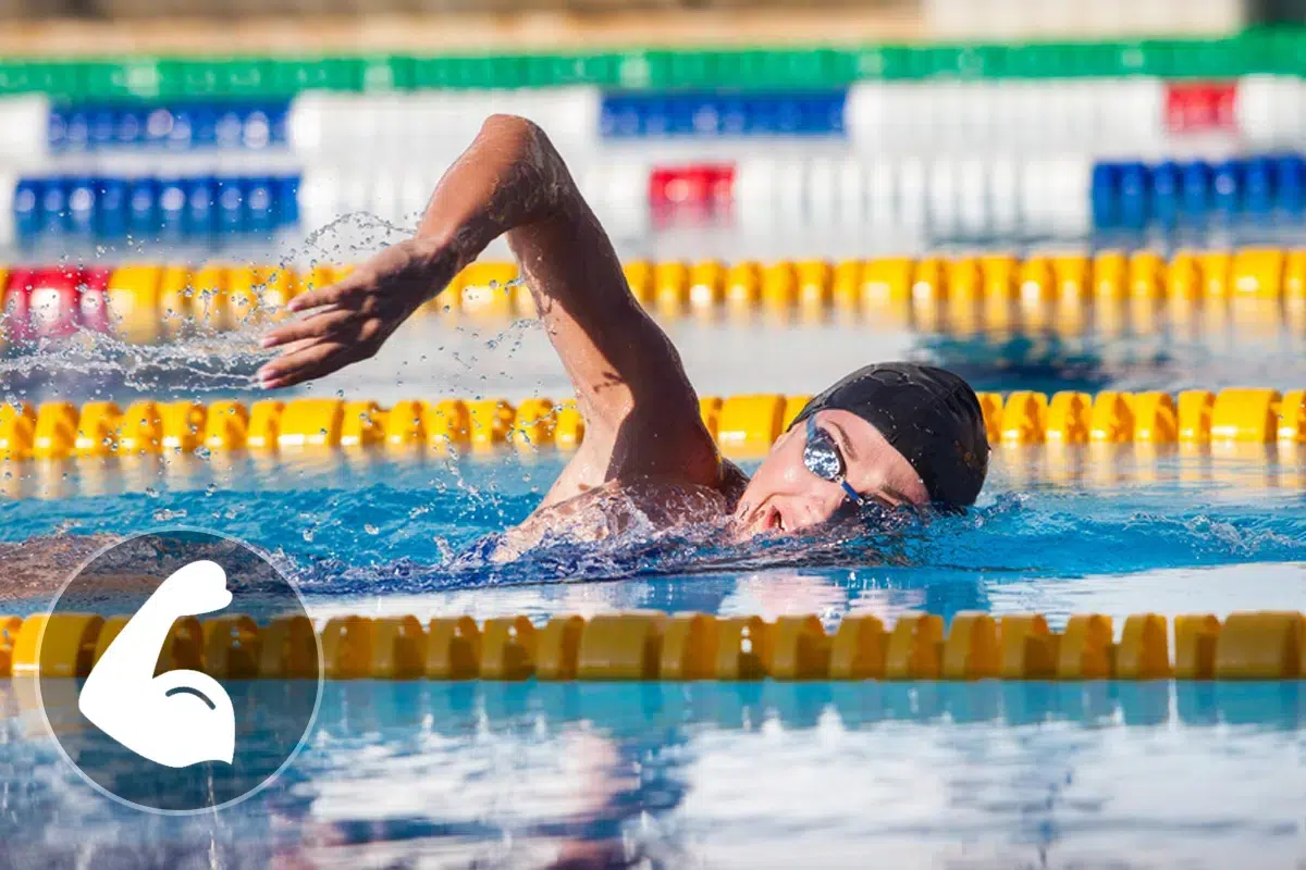 Which muscles does front crawl swimming use and tone?