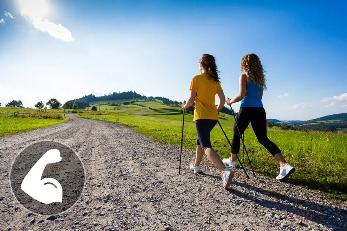 Which muscles does Nordic walking use and tone?