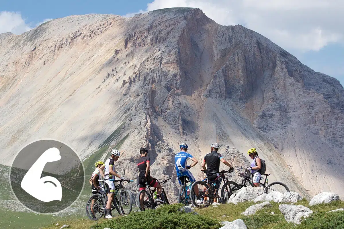 Which muscles does mountain biking use and tone?