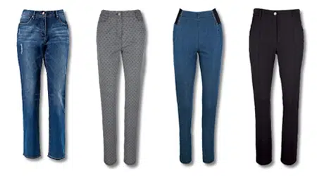 Exemples de jeans, pantalons, combi-shorts à porter pour sa silhouette en O, ronde ou pomme