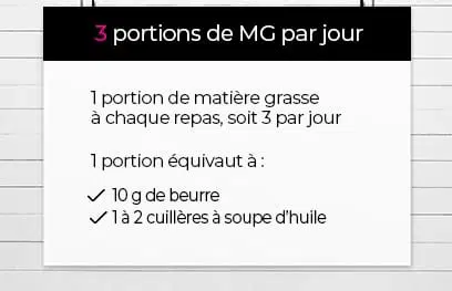 Quelle quantité et combien de portions de matières grasses consommer par jour ?