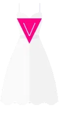 Type de robe de mariée morphologie en V, pyramide inversée ou triangle inversé