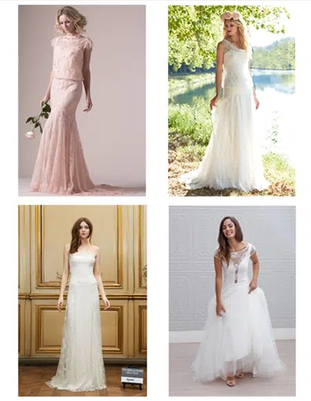 Exemples de robe de mariée à choisir et porter pour la morphologie et la silhouette en H ou rectangle